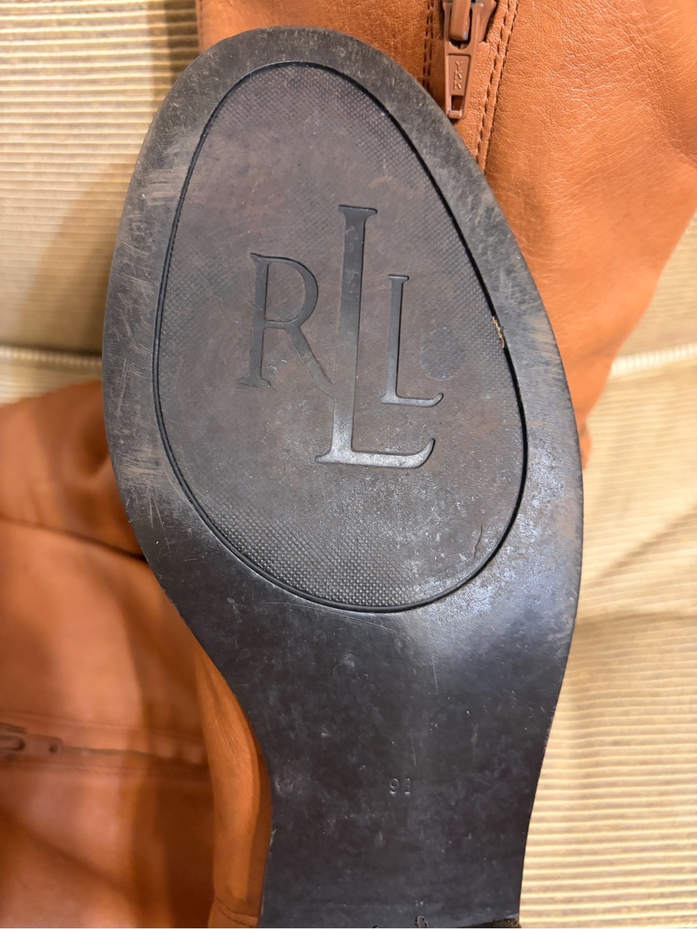 Lauren Ralph Lauren Jenessa Women's Leather Riding Boots, Deep Saddle Tan - Sz 9 - Picture 11 of 16